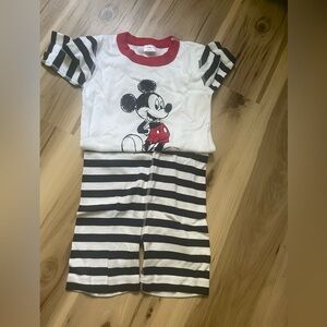 Disney Mickey Mouse Two-Piece Pajama Set in White, Black & Red